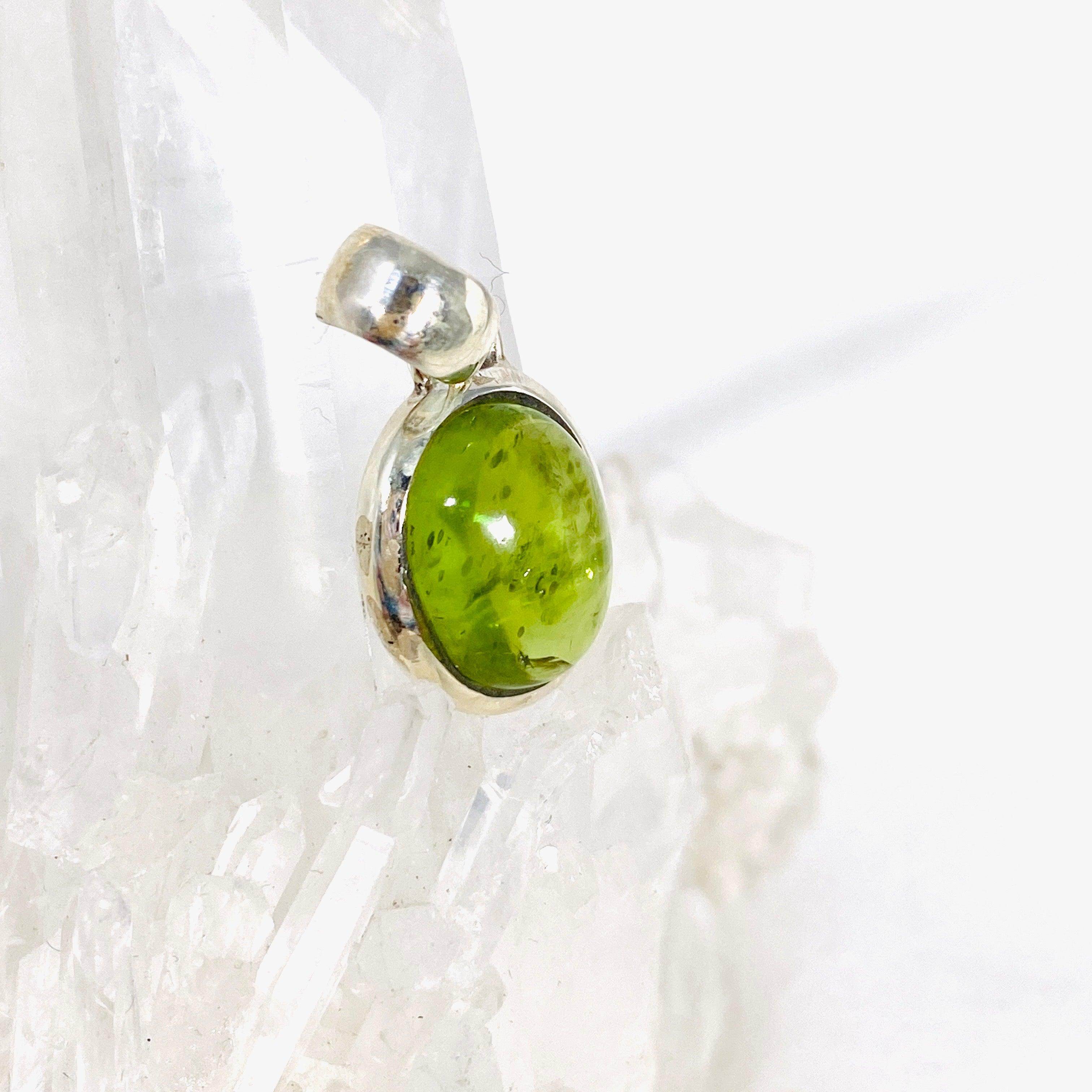 Natural Peridot Oval Cabochon Pendant - Dainty Green Gemstone Jewelry for Women - Perfect for Everyday Wear & Gift Giving