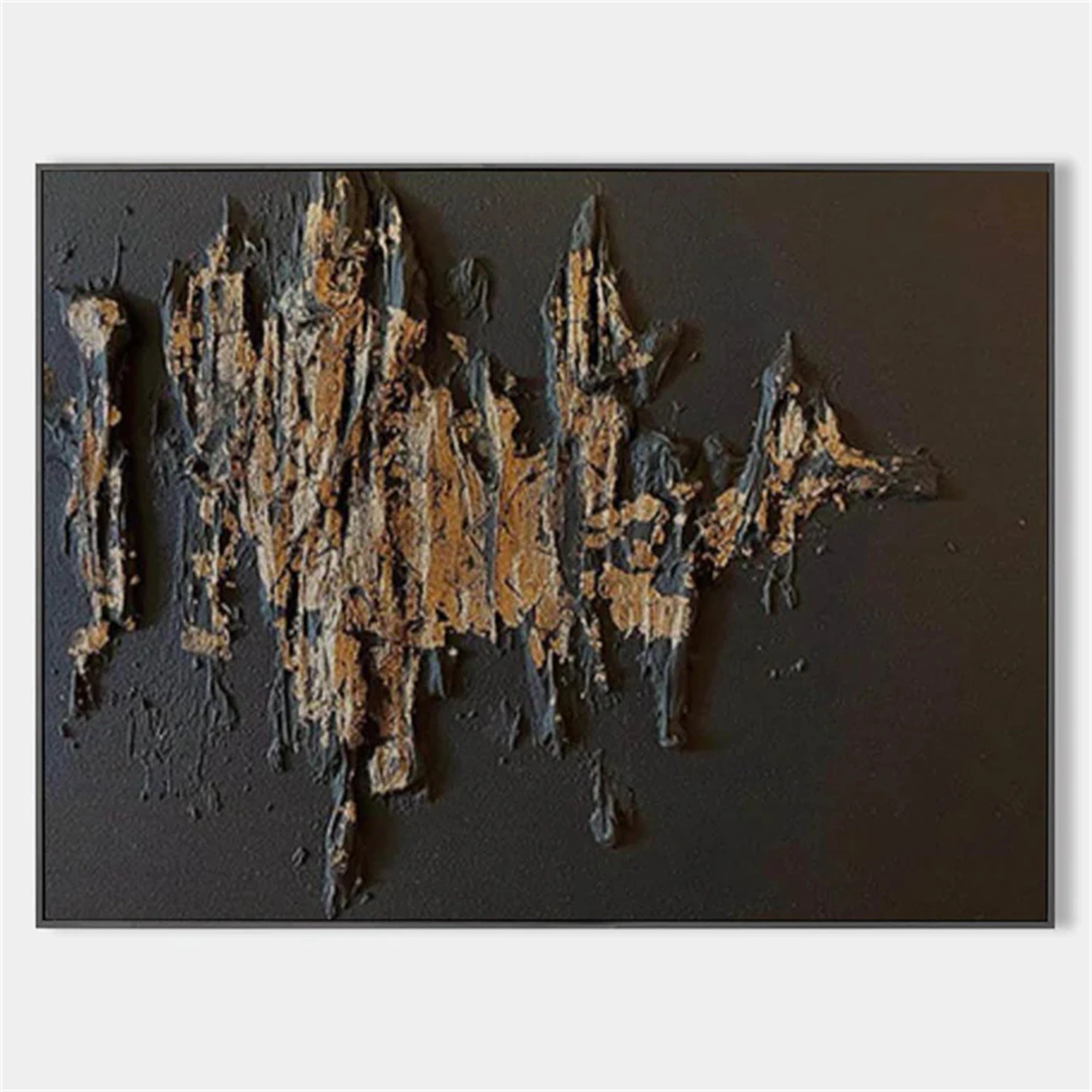 Black Gold Minimalist Textured Abstract Wall Art Painting #MZ053 - Modern Home & Office Decor for Living Room, Bedroom