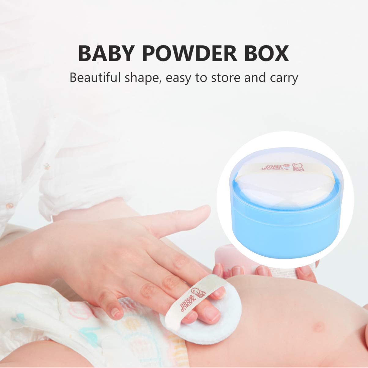 Premium Powder Puff Box with Puff - Travel-Friendly Talcum Powder Container for Makeup & Body Powder | After-Bath, Cosmetic & Home Use | Elegant Blue Design