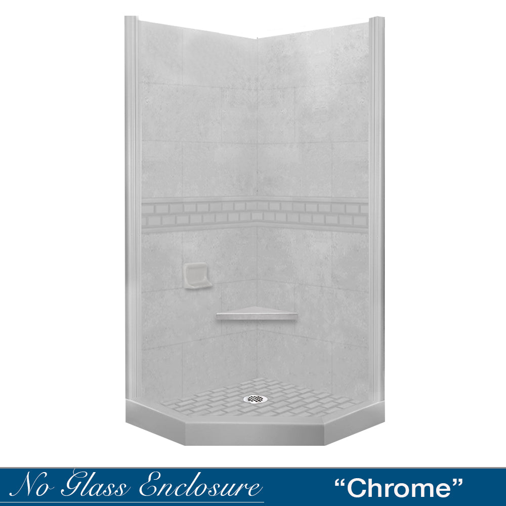 Neo Angle Portland Cement Sistine Stone & Subway Tile DIY Shower Remodel Kit - Waterproof Bathroom Wall Accent for Modern Home Renovation