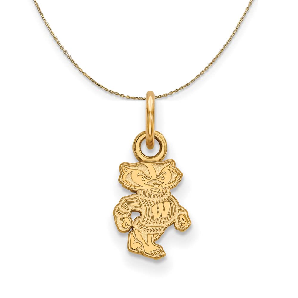 The Black Bow 14k Yellow Gold University of Wisconsin X-Small Logo Necklace – Perfect for Graduation, Alumni Gifts, and Campus Pride