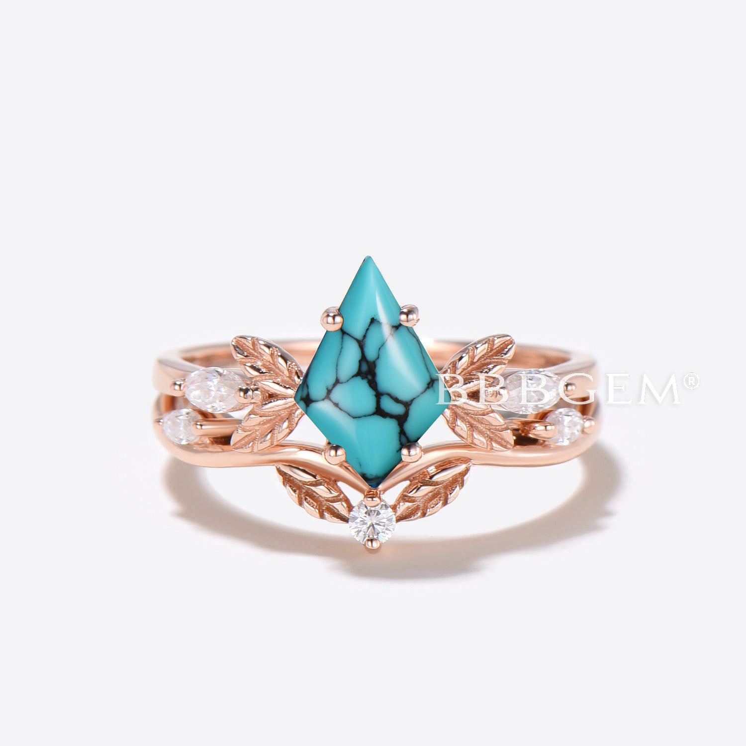 Natural Turquoise Engagement Ring - Handcrafted Kite Cut Leaf Design for Women | Perfect for Weddings, Anniversaries & Special Occasions