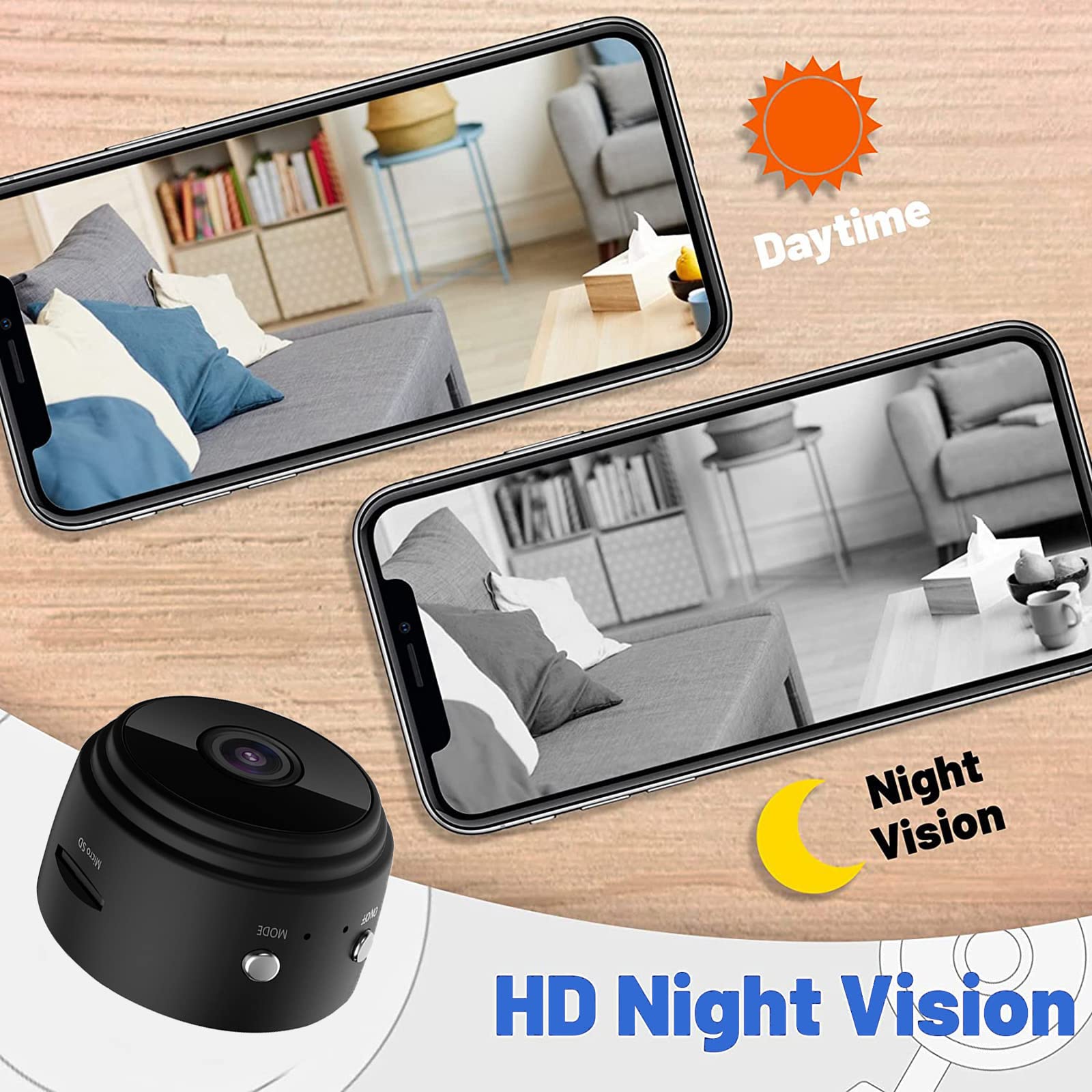 Techking 2-in-1 Wireless Spy Camera & Bluetooth Headset Combo - Mini Hidden Camera with Live Audio/Video Feed, WiFi Mobile App & Magnetic Earpiece for Home Security, Office Monitoring & Hands-Free Calls (1 Year Warranty)