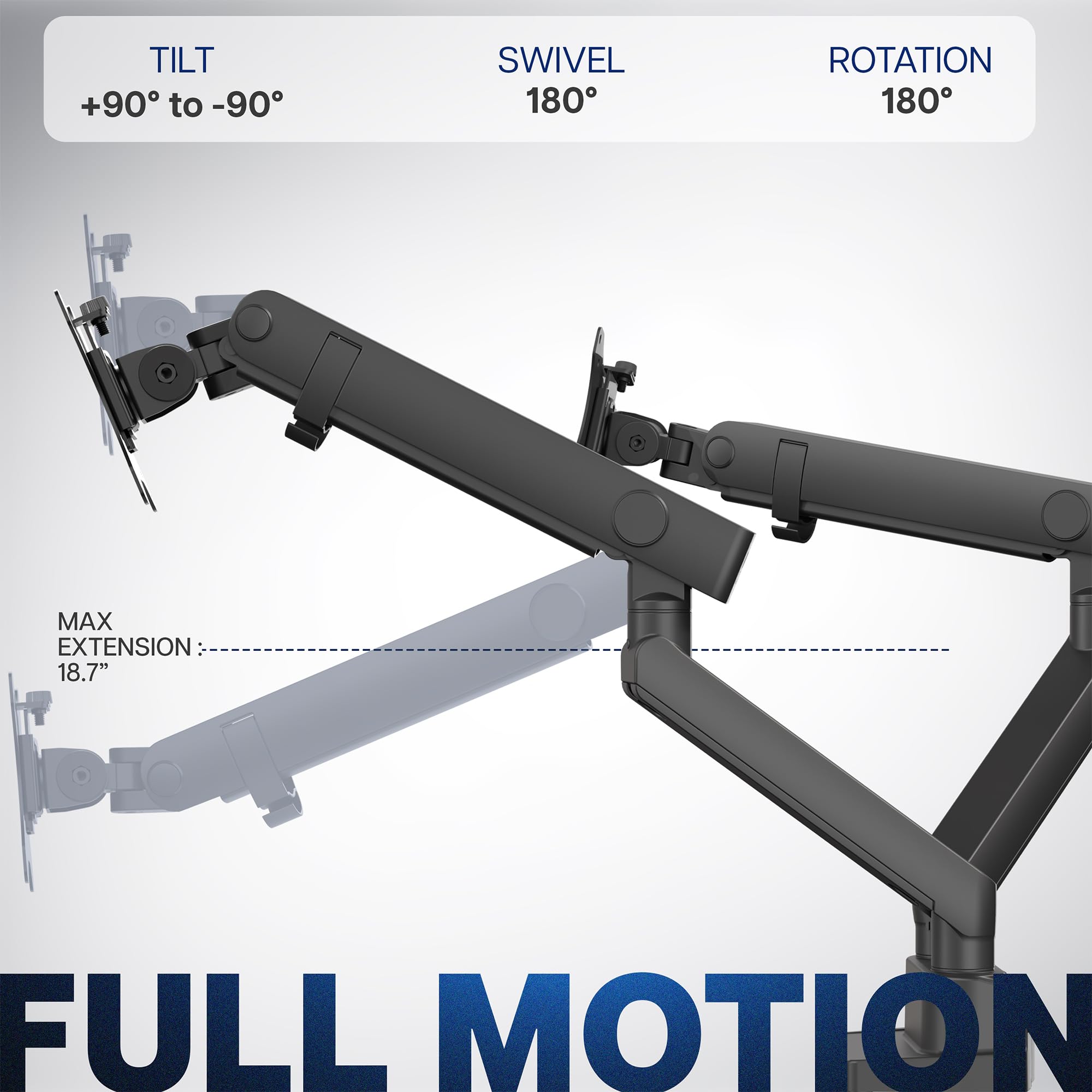 VIVO Premium Aluminum Full Motion Dual Monitor Desk Mount Stand with Lift Engine Arm - Holds Ultrawide Screens up to 35 inches (STAND-V102BB) - Perfect for Home Office, Gaming Setup & Workspace Ergonomics