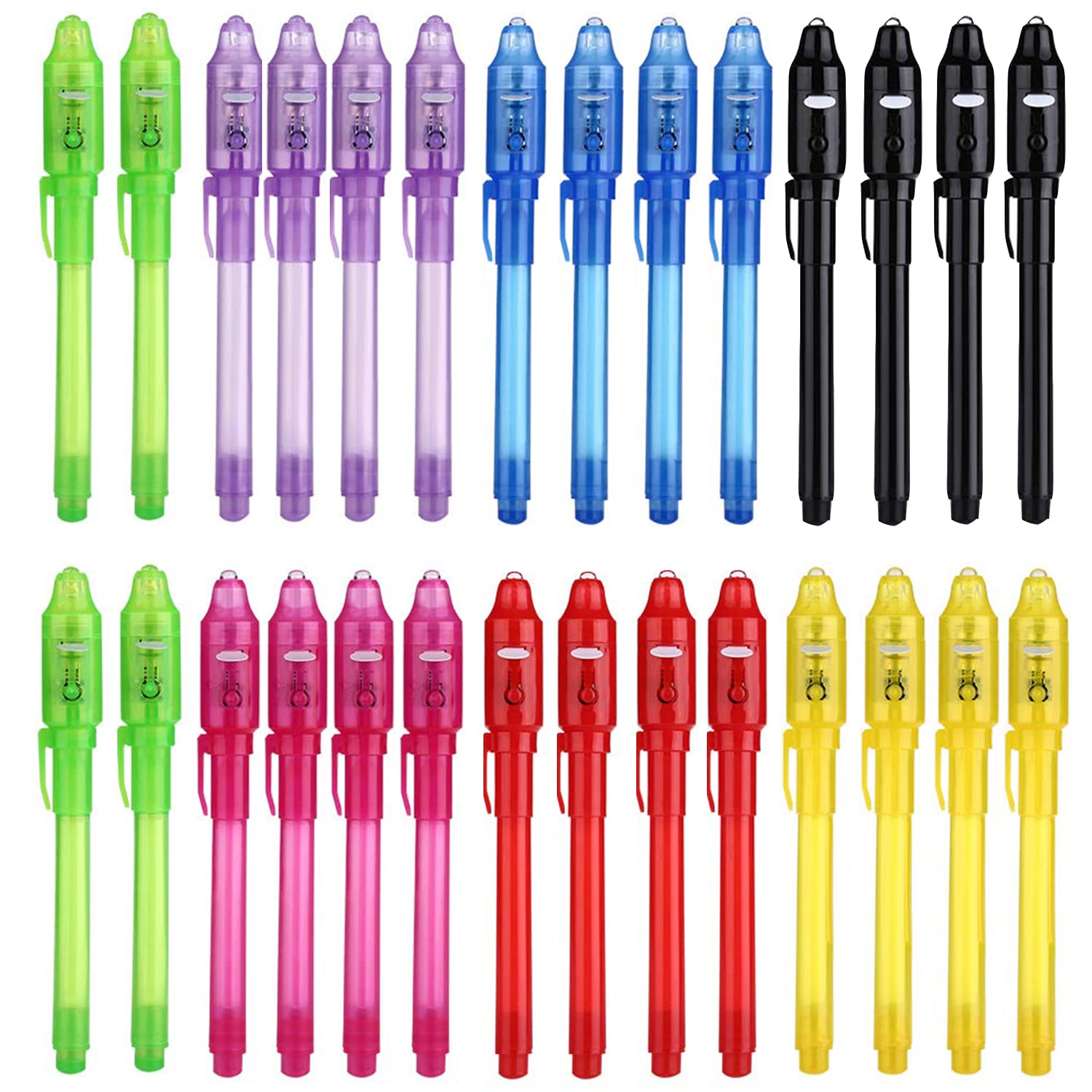 SCStyle 28Pcs Invisible Ink Pen Set with UV Light - Magic Marker for Secret Messages, Birthday Gifts, Easter, Halloween & Christmas Presents - Fun Writing Tool for Kids, Students & Party Games
