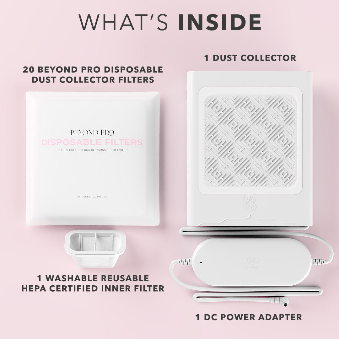 Beyond Pro Nail Dust Collector - White | Professional Nail Salon Dust Extractor for Acrylic & Gel Manicures | Perfect for Home & Salon Use