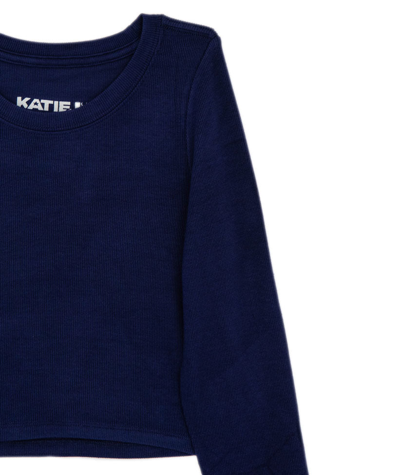 Katie J NYC Juniors Livi Long Sleeve Tee - Soft Cotton Basic T-Shirt for Women & Teens | Casual Everyday Wear, Layering, School Outfits