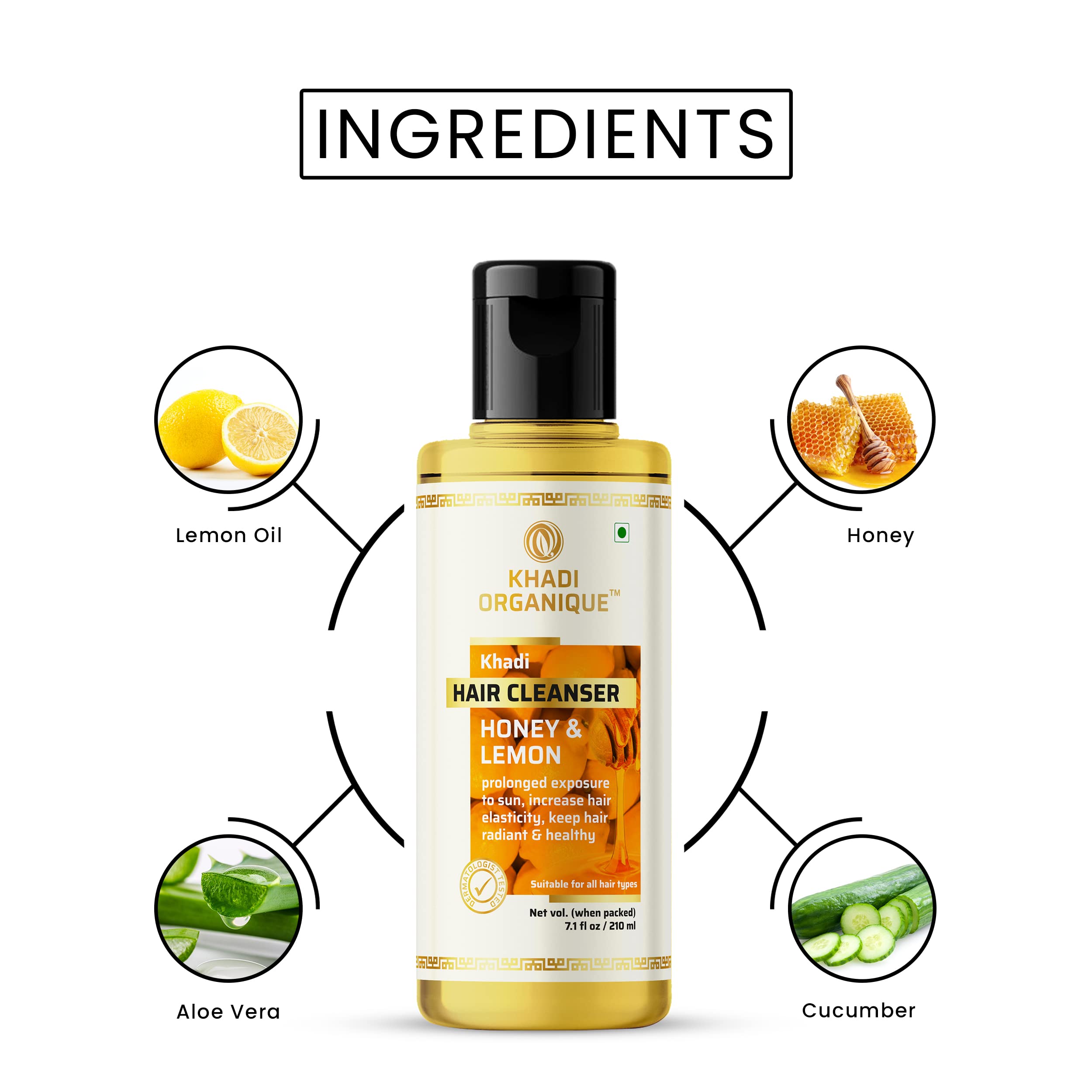 Khadi Organique Honey & Lemon Juice Hair Cleanser Shampoo - Pack of 2 (420ml) - Natural & Organic Hair Care for Dry & Damaged Hair - Perfect for Daily Use & Scalp Nourishment
