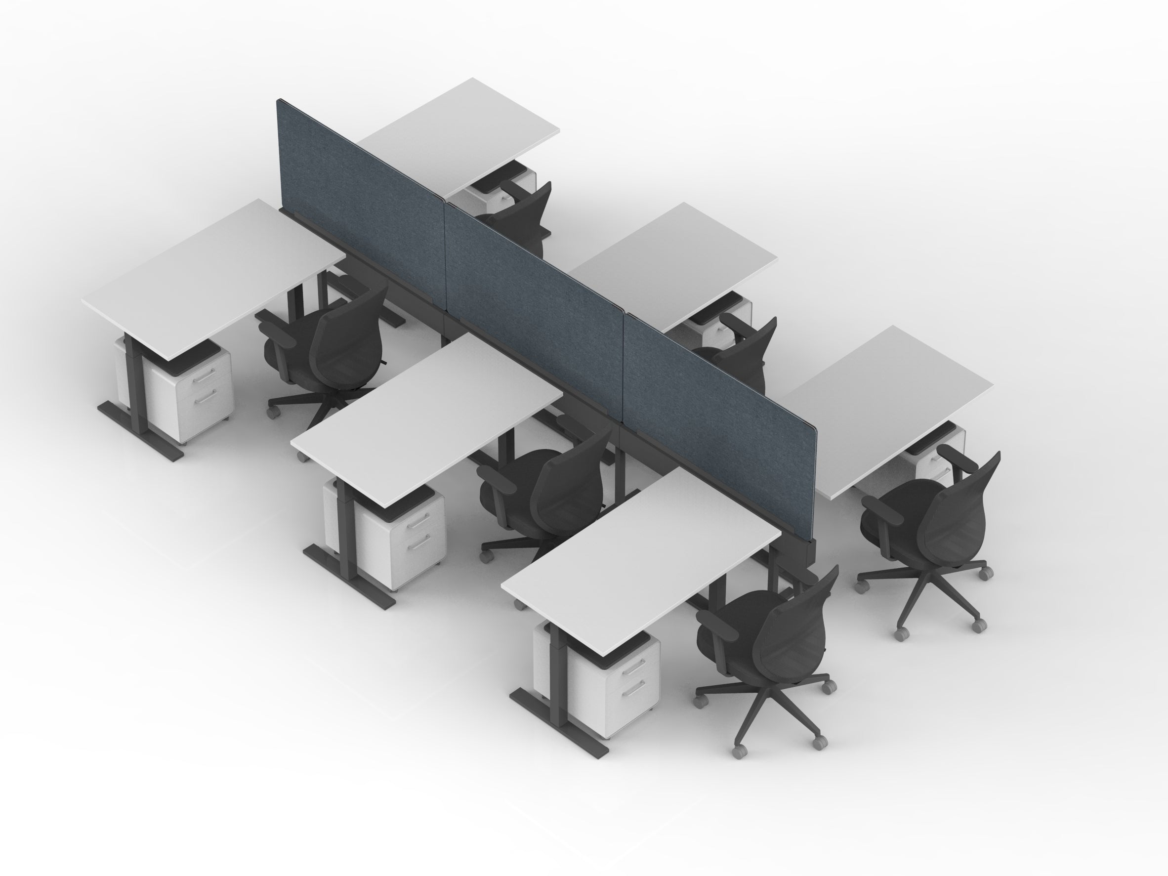 L-Shaped Office Desk for 6 People with Built-in Power Outlets - Perfect for Conference Rooms, Coworking Spaces & Home Offices