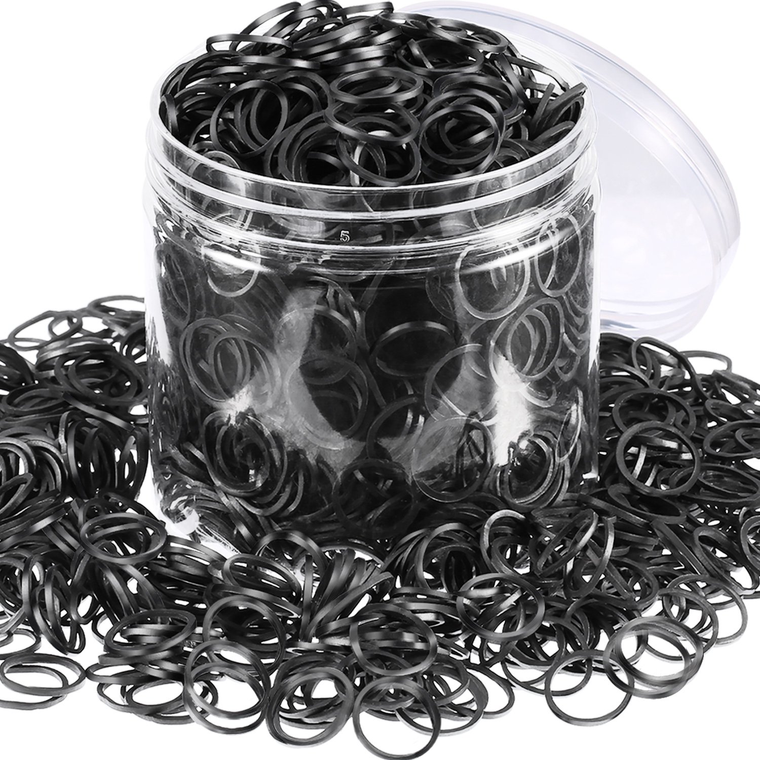 2000 Pack Mini Rubber Bands for Hair - Soft Elastic Hair Ties for Braiding, Wedding Hairstyles & Daily Use - Black Hair Accessories with Storage Box - Perfect for Kids, Adults & Professional Stylists