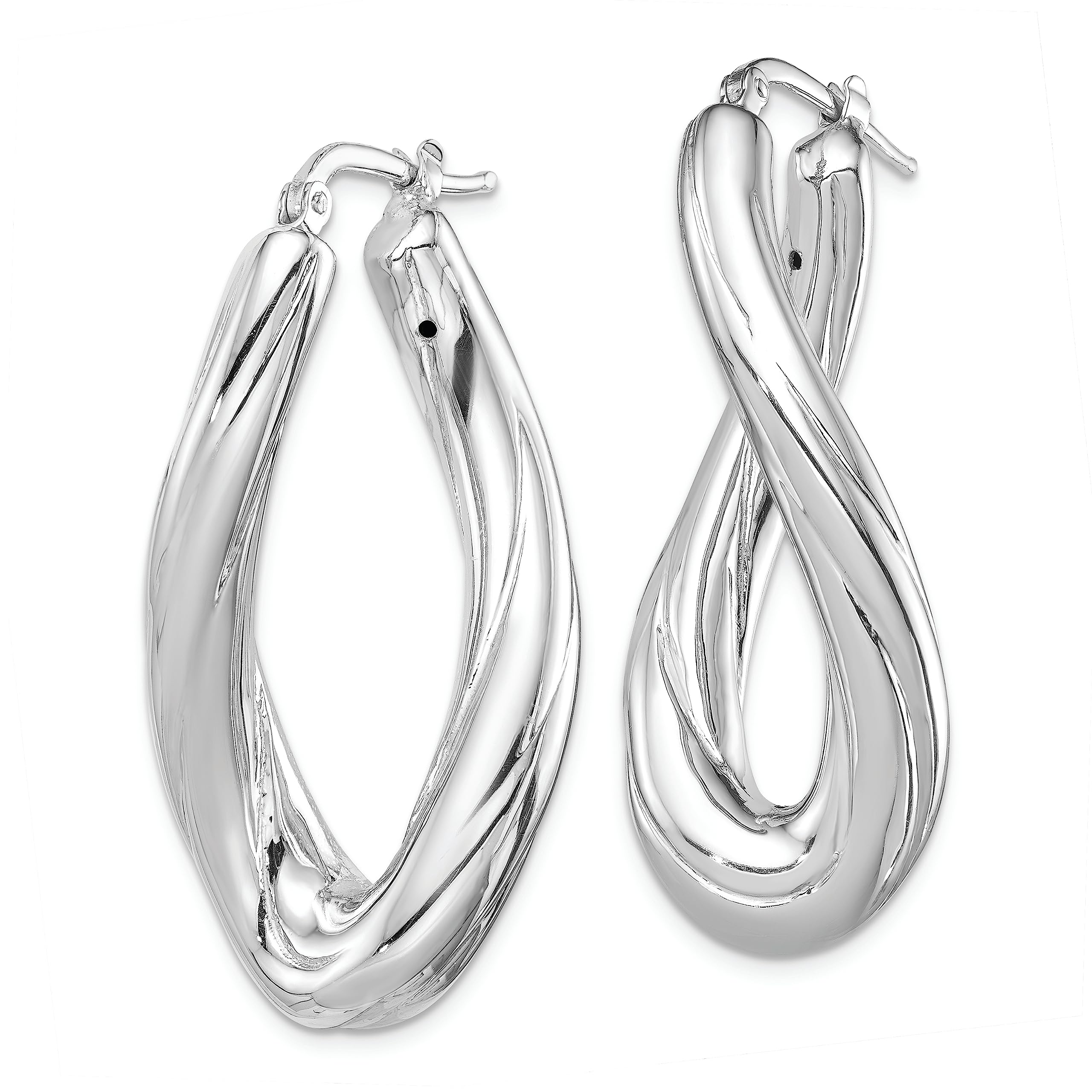 925 Sterling Silver Twisted Oval Large Hoop Earrings for Women - Trendy Chunky Statement Jewelry - Perfect for Parties, Weddings & Everyday Wear