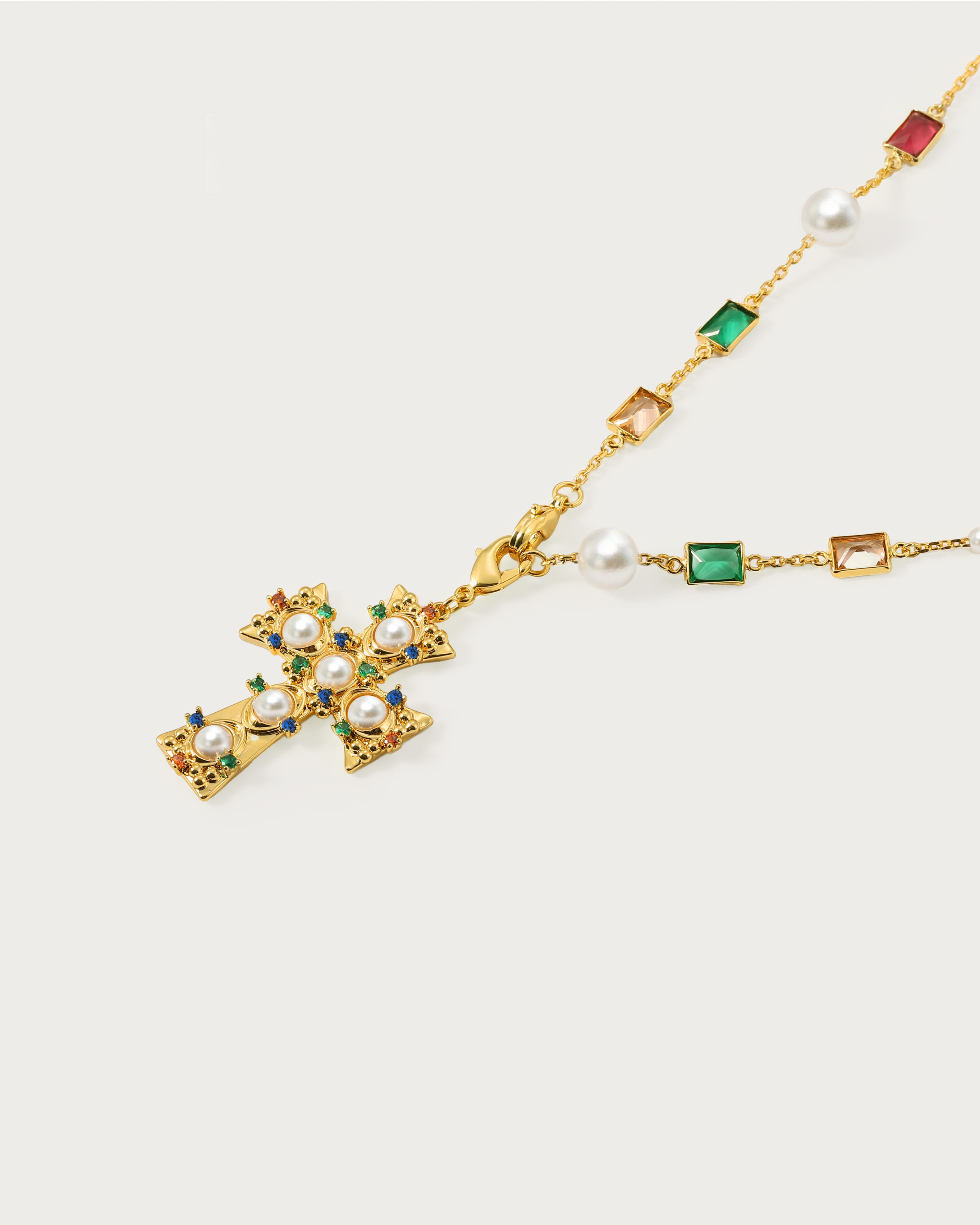 Helius Pearl Cross Necklace for Women - Elegant Religious Jewelry Gift for Christmas, Baptism & Weddings - Perfect for Daily Wear & Special Occasions