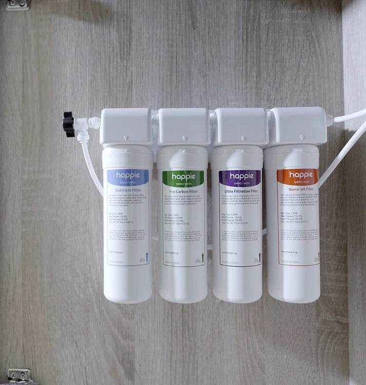 Happie Anti Oxidant Alkaline Water Filtration System - Premium pH Balanced Water Filter for Home & Office - Improve Hydration & Detoxification