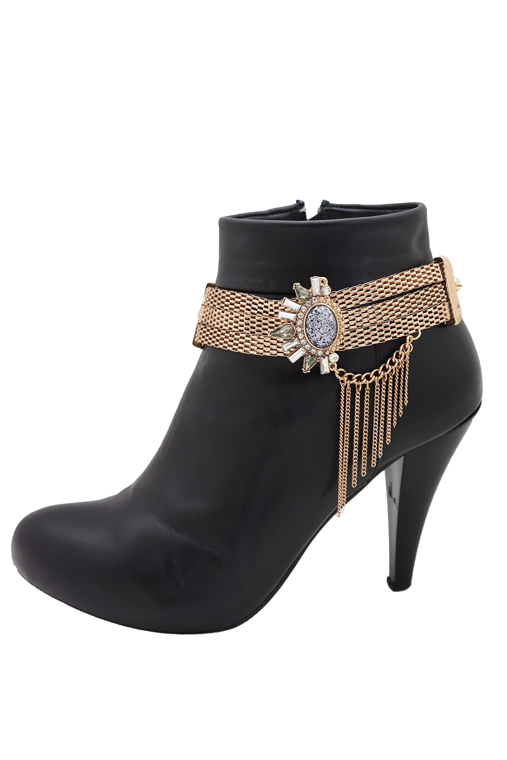 Women's Western Boot Chain Bracelet - Gold Bling Mesh Metal Sunflower Shoe Charm Anklet with Tassel for Cowgirl Fashion & Boho Style Accessories | Perfect for Country Music Festivals, Rodeo Events & Western Outfits