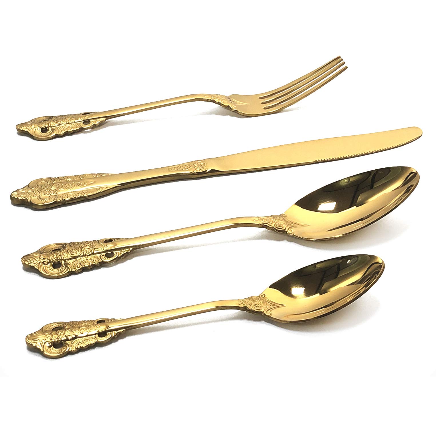 Premium Gugrida 4-Piece 304 Stainless Steel Flatware Set - Gold & Silver Mirror Finish Cutlery for Home, Restaurant, Wedding & Party - Dishwasher Safe Utensils - Perfect for Fine Dining, Gifts & Special Occasions