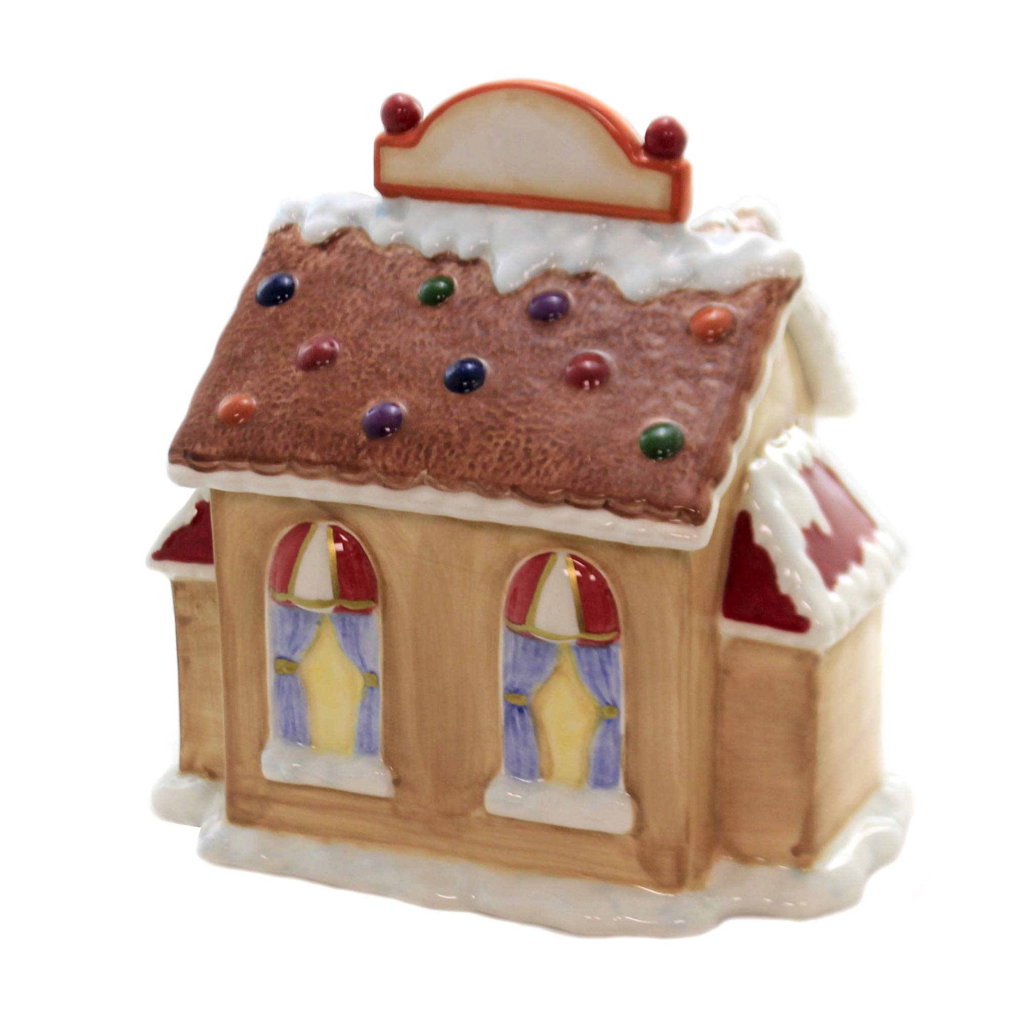 8.5-Inch Ceramic Santa's Village Candy Jar - Christmas Holiday Decor & Gift for Home, Office, or Party Treats