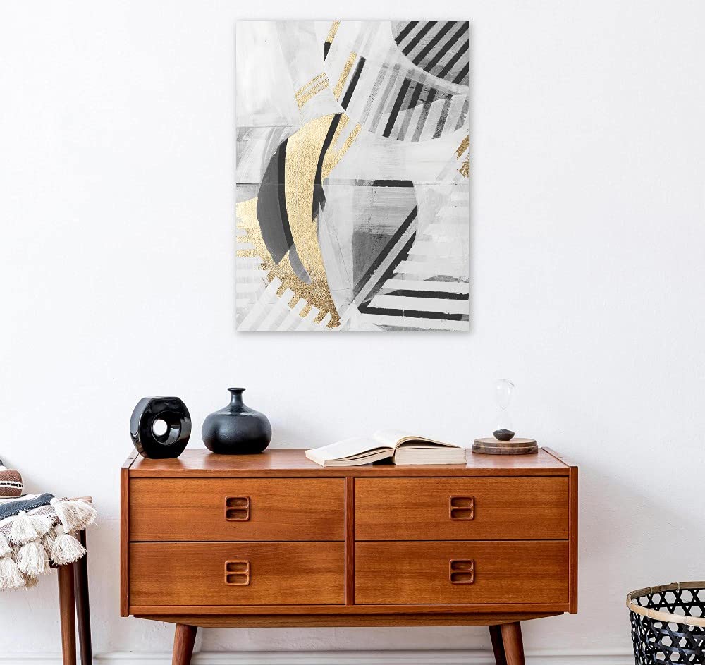 Eva Watts Neutral Wave Lengths Canvas Wall Art - Modern Abstract Painting for Living Room, Bedroom, Office & More - Ready to Hang 42x56 Inches - Perfect for Home Decor, Gifts & Interior Design