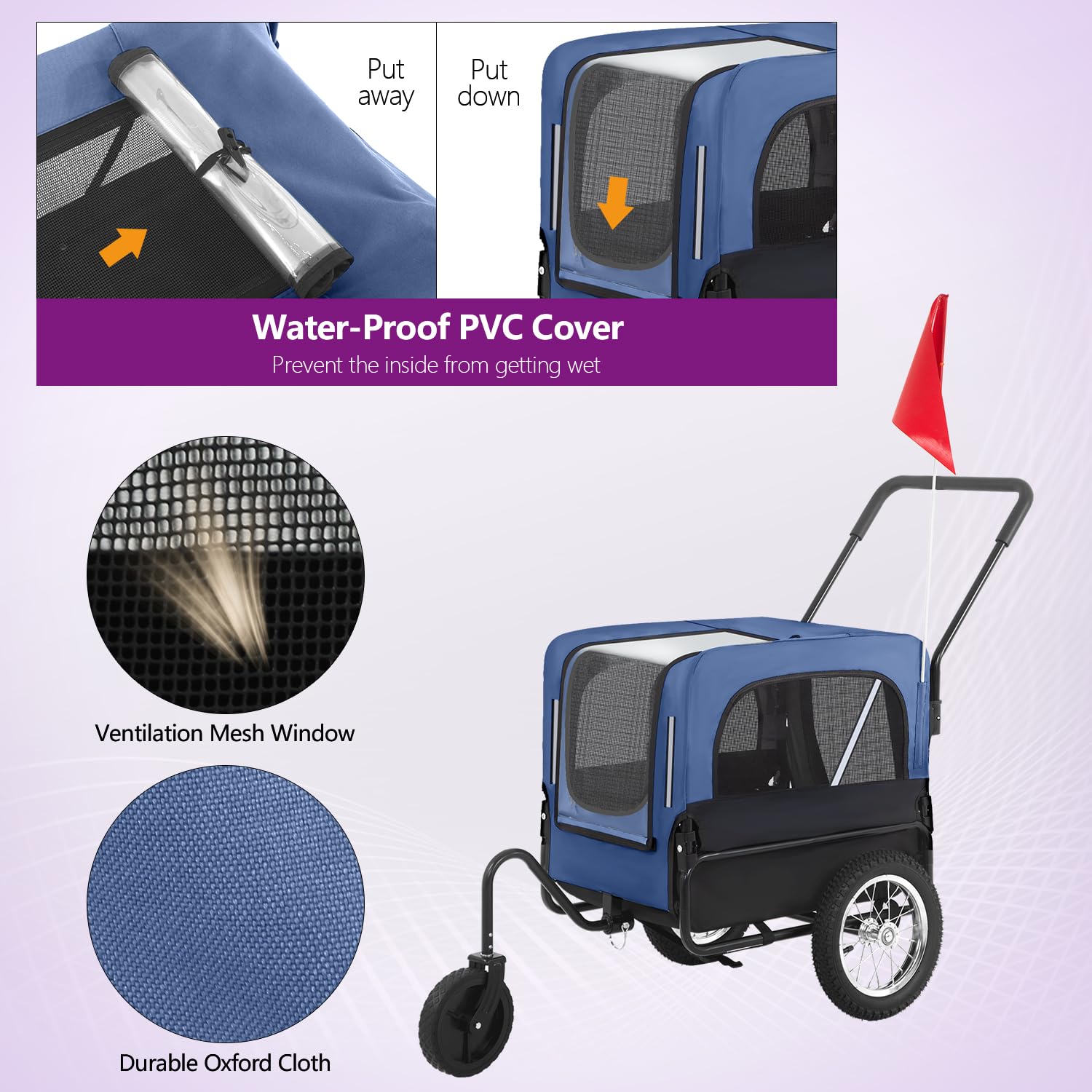 BestPet 2-in-1 Dog Bike Trailer & Pet Stroller - Universal Trailer Hitch, Waterproof Cover for Medium & Large Dogs - Perfect for Cycling, Jogging & Outdoor Adventures