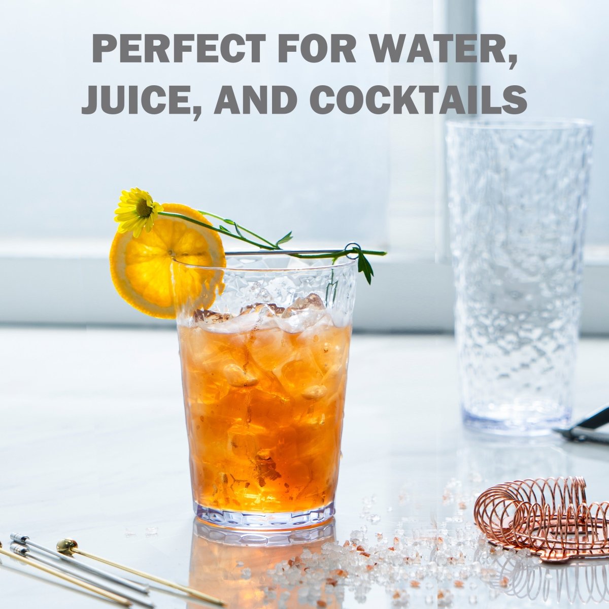 ChillCraft 8-Piece Clear Short Tumbler Set - BPA-Free Plastic Cups for Iced Coffee, Smoothies & Cold Drinks - Perfect for Home, Office & Outdoor Use