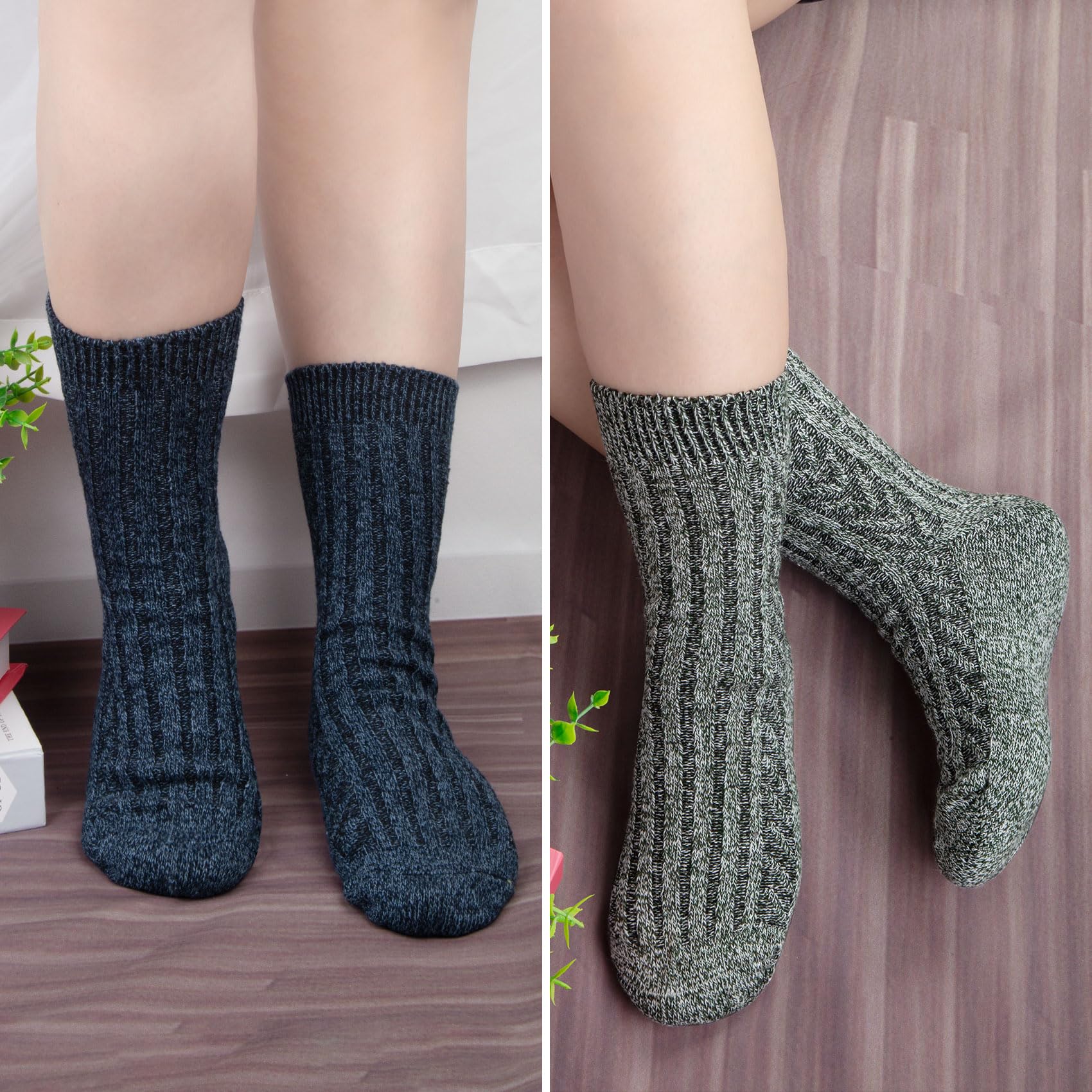 Women's Wool Thermal Socks 5-Pack - Soft Thick Winter Socks for Cold Weather & Nordic Style