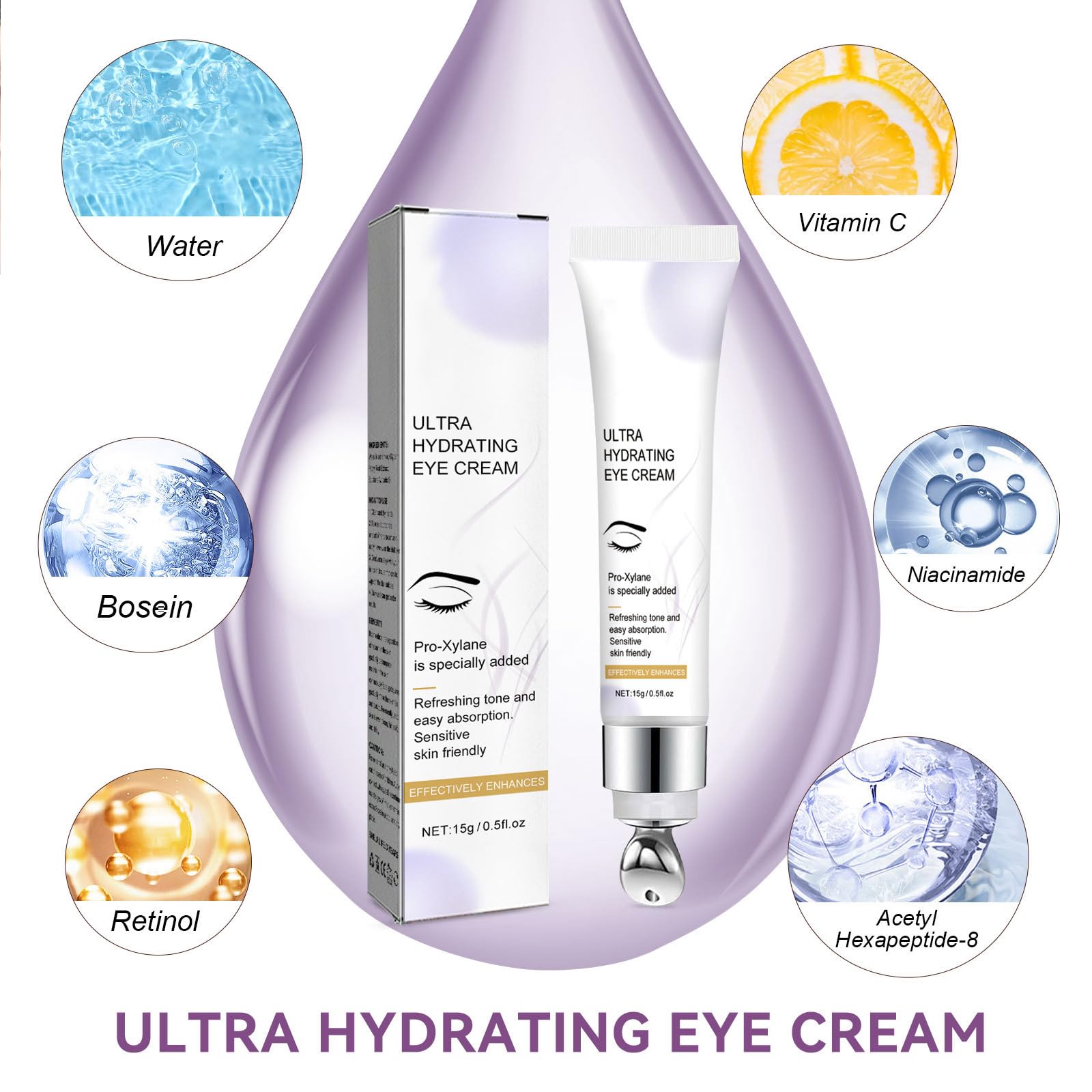 KOAHDE Moisturizing & Firming Eye Cream for Women - Anti-Puffiness, Wrinkle Reduction & Smoothing Eye Contour Treatment | Dark Circle Remedy for Day & Night Use