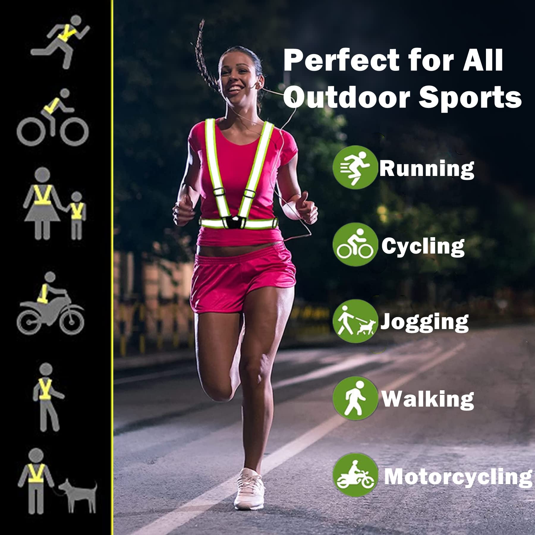 High Visibility Reflective Running Gear Set - 3-Piece Safety Vest, Armband & Belt for Night Cycling, Walking & Jogging - Reflective Safety Equipment for Men, Women & Kids - Perfect for Outdoor Activities, Nighttime Exercise & Road Safety