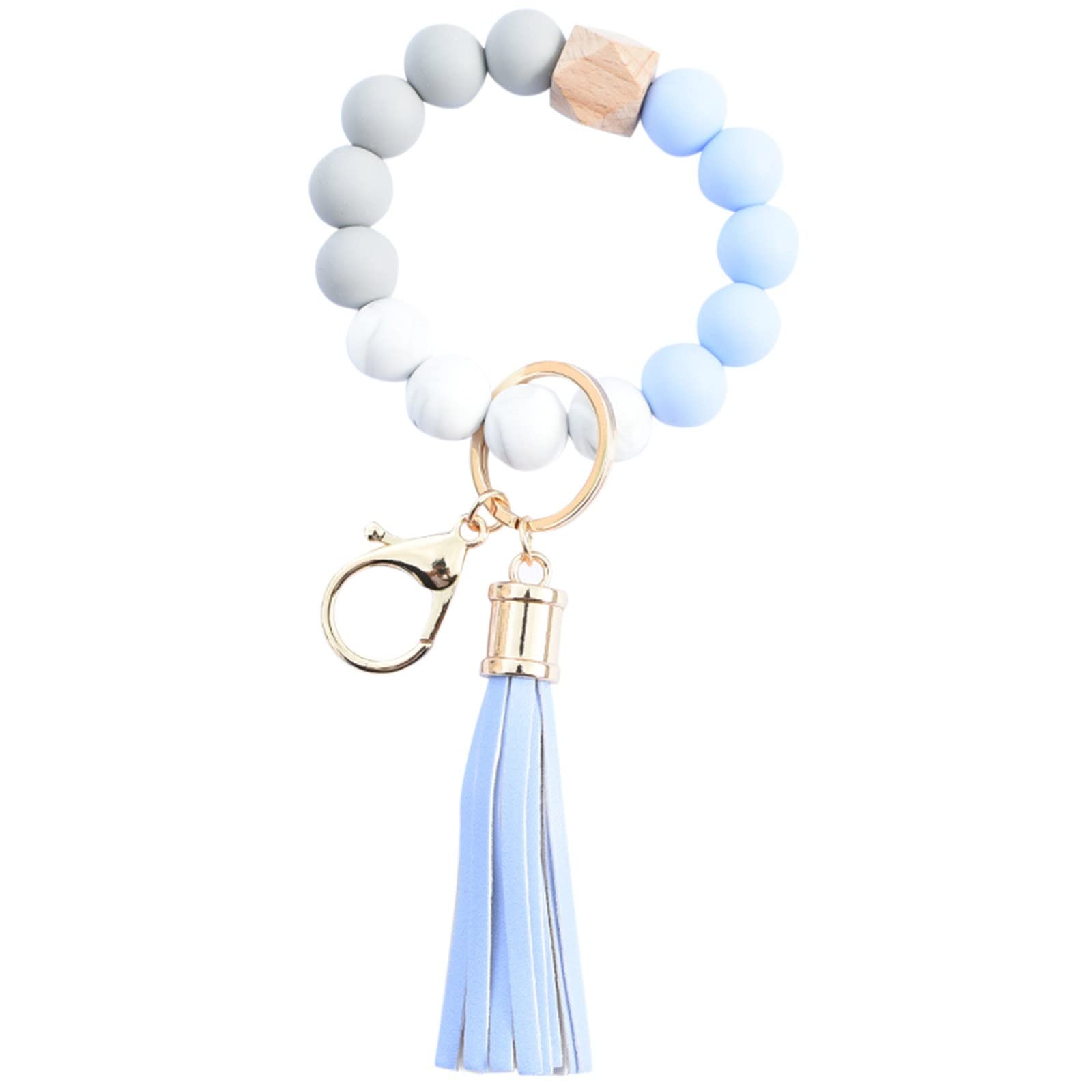 IFOTIME Fashion Leopard Print Keychain Bracelet for Women - Beaded Wristlet Key Ring with Tassels - Perfect for Handbags, Key Organization & Stylish Accessories