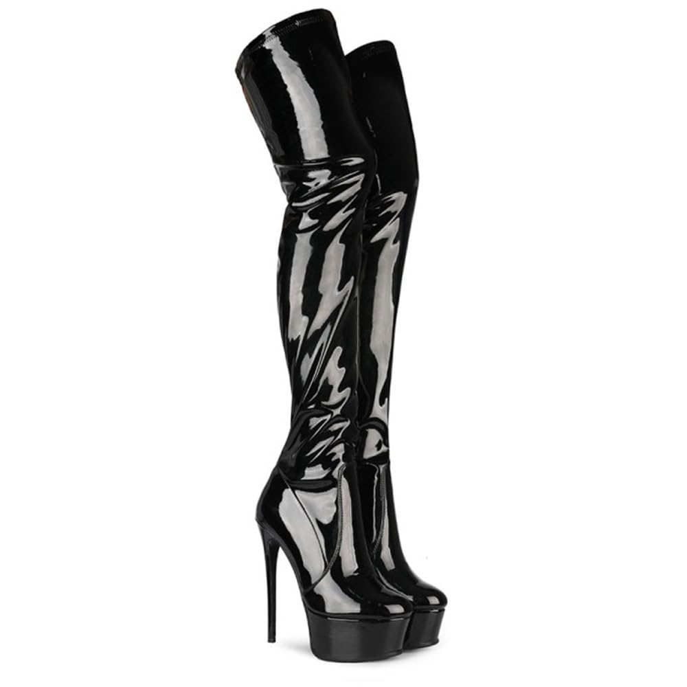 Sexy Women's Thigh High Boots - PU Leather Over The Knee Stiletto Heels Platform Boots for Party, Night Out, Club, Dance & Dressy Occasions
