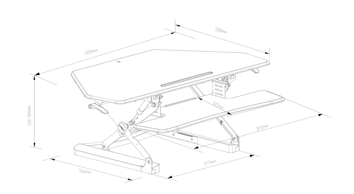 Ergonomic ARISE Corner Desk Riser with Free Anti-Fatigue Mat - Adjustable Standing Desk Converter for Home & Office Workspace (Ideal for Computer, Laptop, Monitor Setup)
