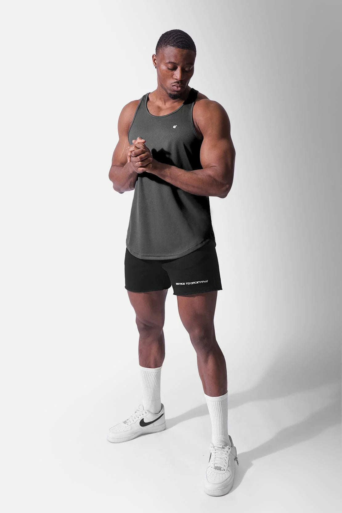 Jed North Men's Microfiber Dri-Fit Workout Tank Top - Dark Grey - Moisture Wicking Athletic Shirt for Gym, Running & Training