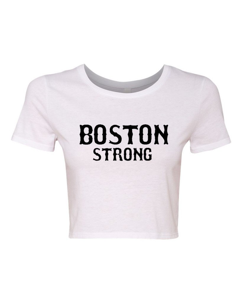 Boston Strong Support Justice Skyline Marathon T-Shirt for Women - Athletic Crop Top Tee for Running, Gym & Casual Wear