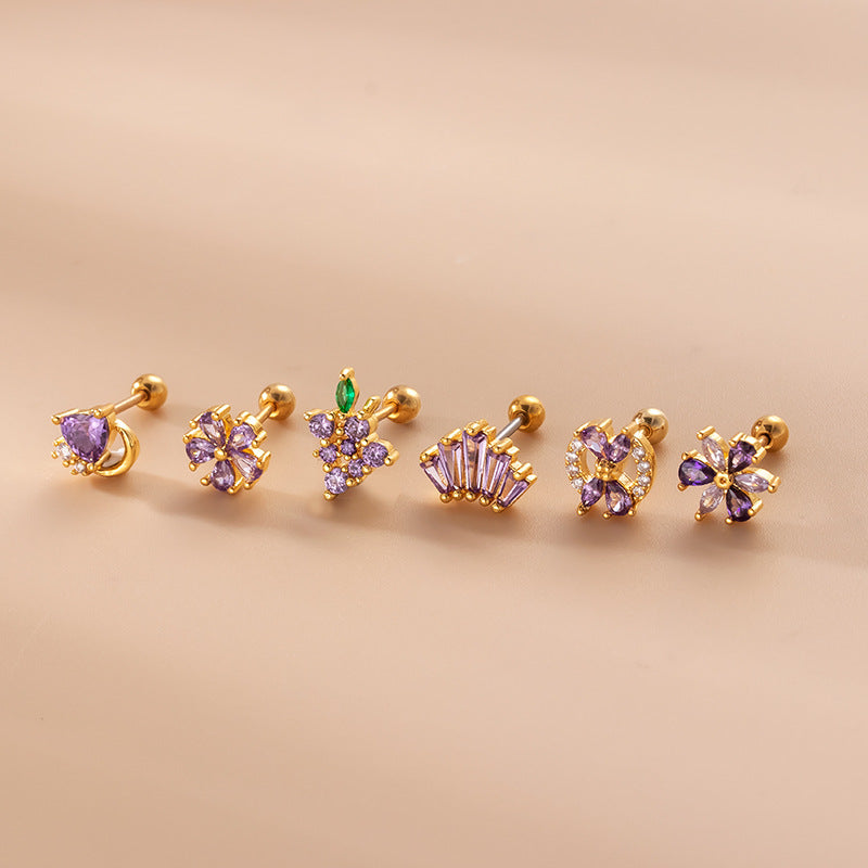 20G Hypoallergenic Fruit-Shaped Cartilage Earrings - Conch Stud & Helix Piercing Jewelry for Women | Perfect for Everyday Wear & Special Occasions | HSPJ773