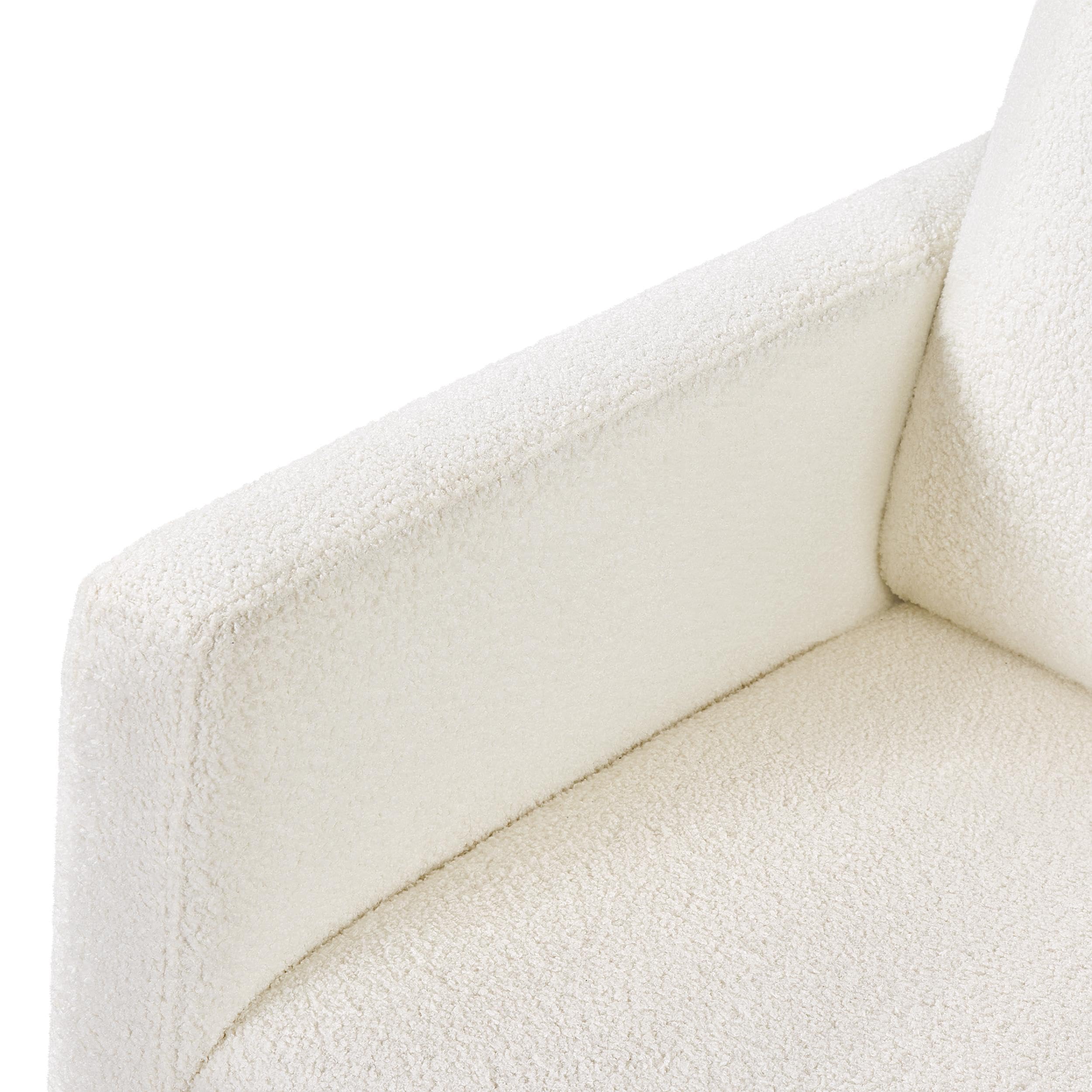 Yaheetech Upholstered Rocking Chair - Boucle Glider Nursery Chair with High Back & Side Pocket, Accent Armchair with Rubber Wood Legs for Living Room, Bedroom, Nursery - Perfect for Nursing, Reading & Relaxing (Ivory)