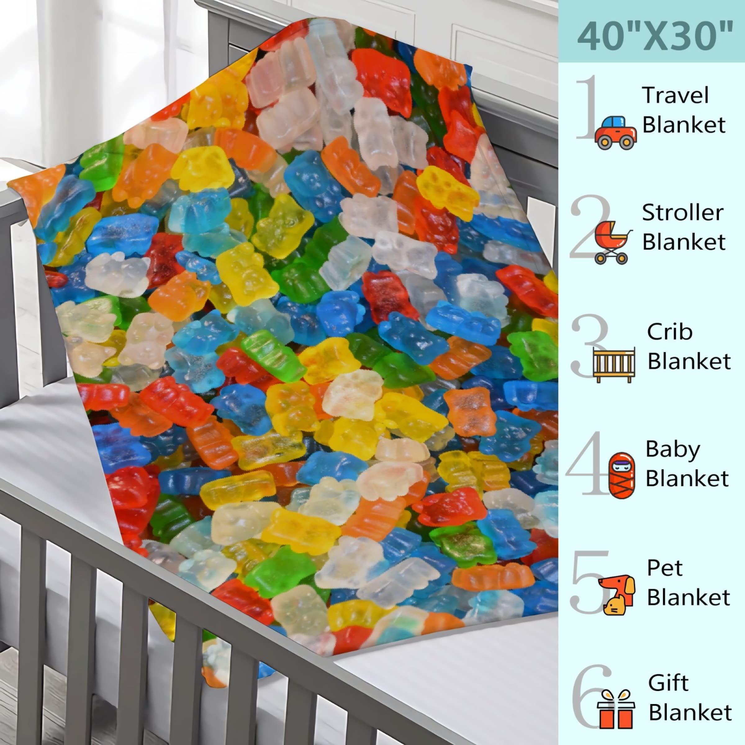 Ultra Soft Plush Flannel Gumdrops Candy Throw Blanket - 40x30 Inch Cozy Warm Bed Quilt for Toddlers | Perfect for Couch, Sofa & Bed Decor | All-Season Home Comfort Gift
