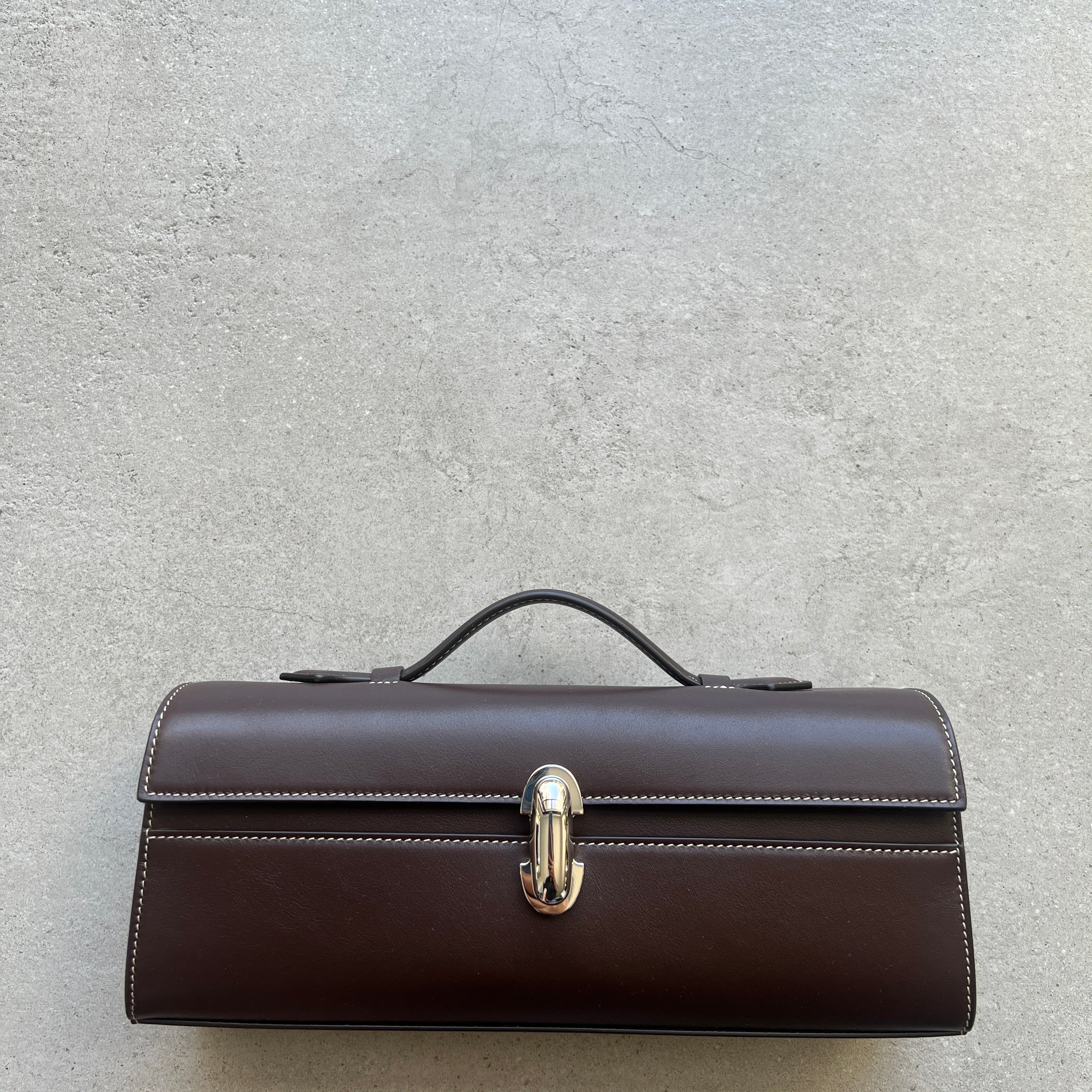 Slim Symmetry Smooth Calf Leather Crossbody Bag in Coffee Brown - Perfect for Work, Travel & Everyday Use