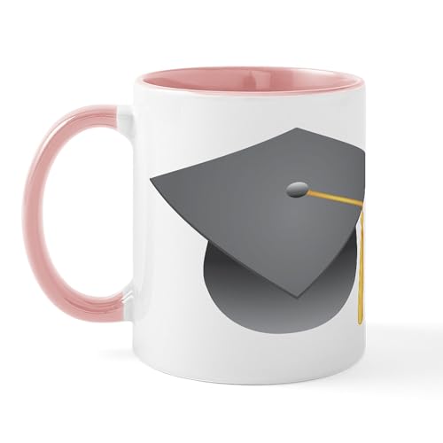 White/Pink Inside - Gray Graduation Cap Mug