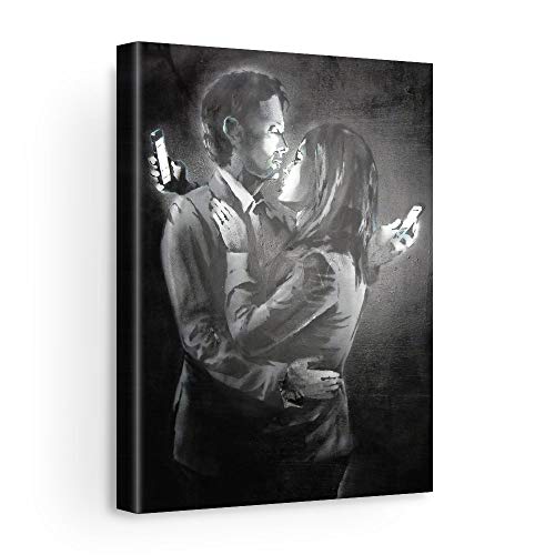 Banksy Mobile Phone Lovers Black & White