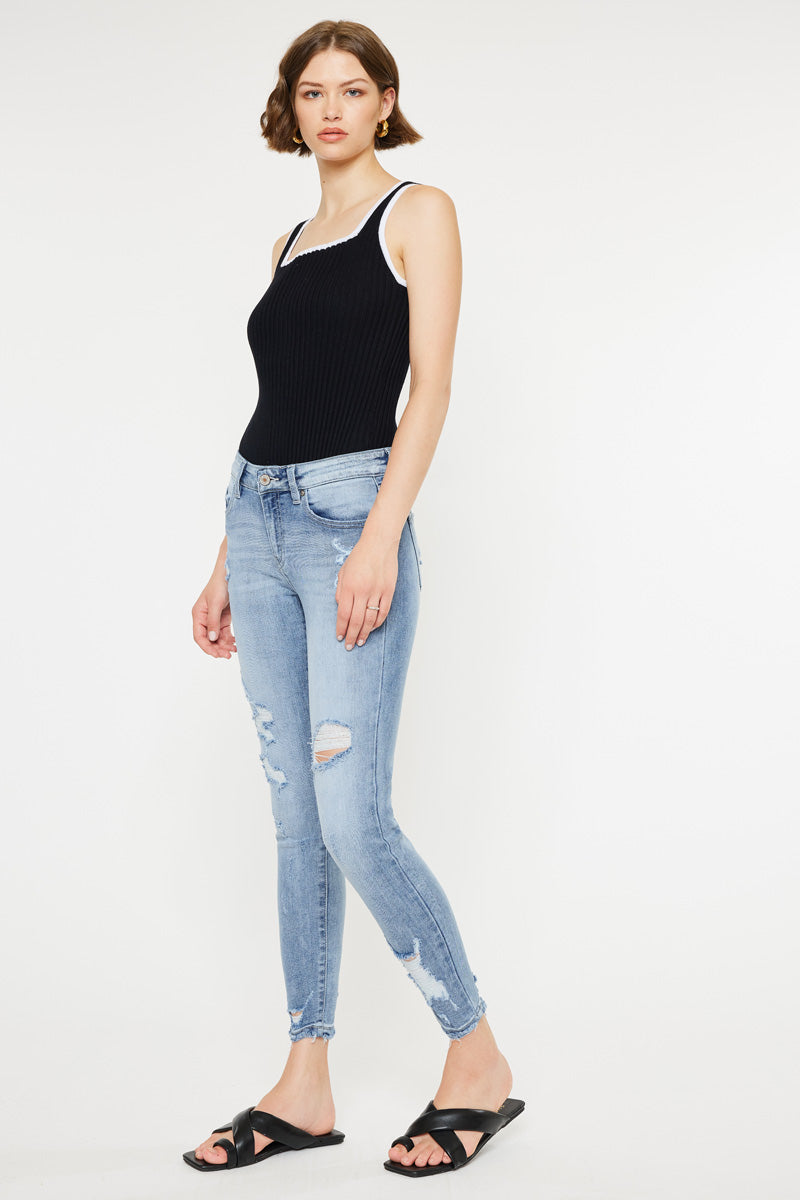 Eden Mid Rise Ankle Skinny Jeans for Women - Stretch Denim Pants, Slim Fit, Comfortable Everyday Wear - Perfect for Casual Outfits, Work, and Date Nights
