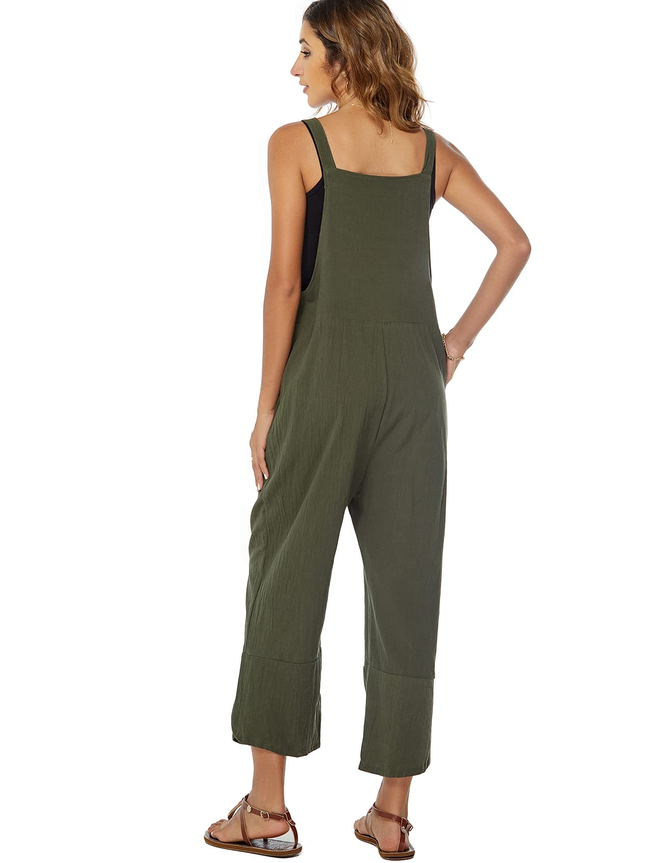Kissonic Women's Casual Cotton Bib Overalls - Loose Fit Baggy Wide Leg Jumpsuit with Pockets for Women | Perfect for Gardening, Farm Work & Casual Outings