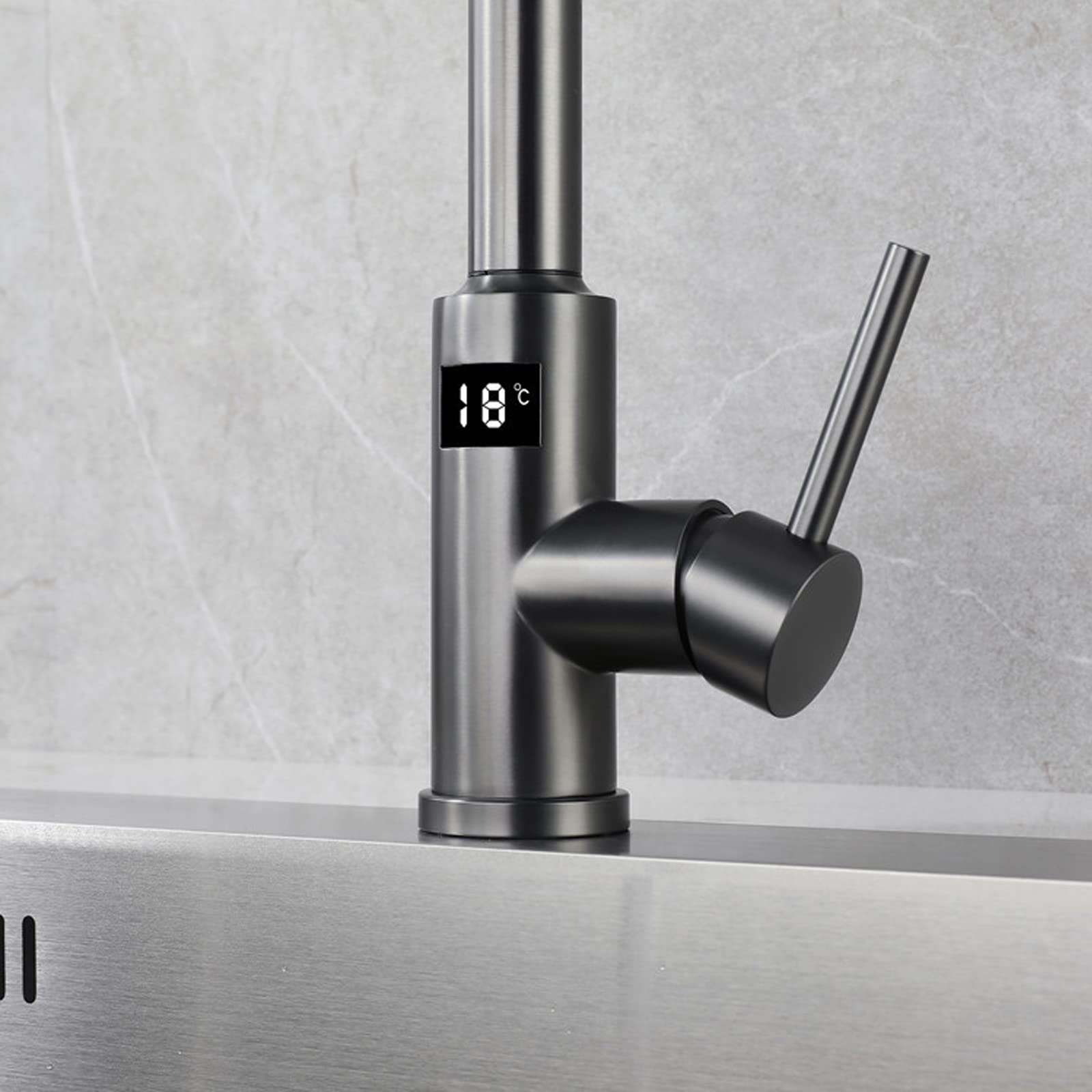 Smart LED Digital Display Touch Kitchen Faucet with Pull Down Sprayer - Single Handle Stainless Steel Sink Faucet for Modern Kitchens | Perfect for Cooking, Washing Dishes & Home Renovation