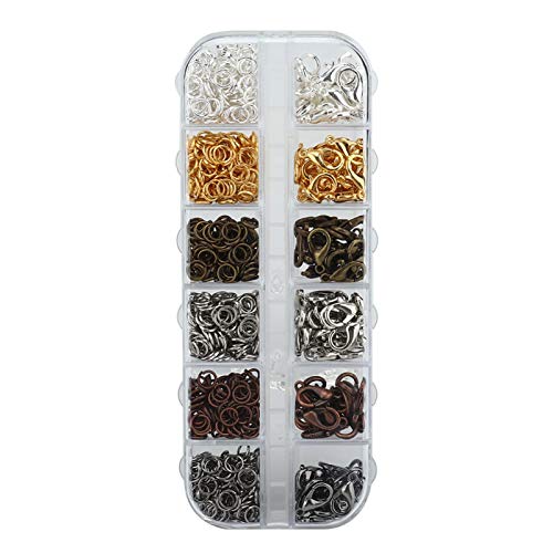 12 Grid Lobster Clasp Open Jump Ring Jewelry Making Tool Kit - Durable Stainless Steel Jewelry Repair Accessories for Bracelets, Necklaces & Earrings - Perfect for Jewelry Cleaning, Crafting & DIY Projects
