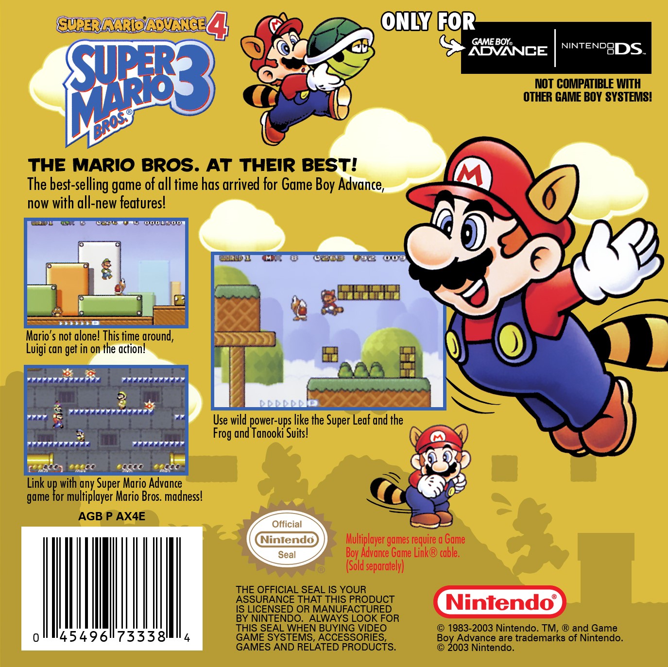Super Mario Advance 4: Super Mario Bros 3 Game - Classic Nintendo GBA Cartridge for Kids & Adults - Perfect for Travel, Gifts & Retro Gaming Fun