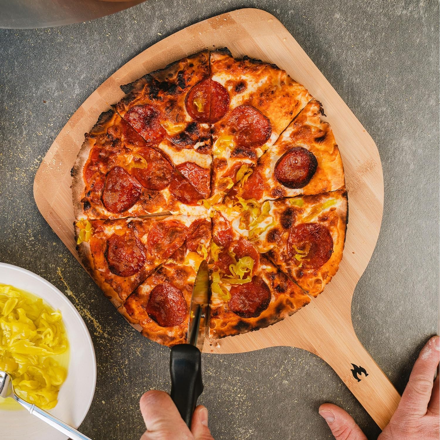 Premium Bamboo Pizza Peel - 12 Inch Natural Wood Pizza Paddle for Baking, Serving & Outdoor Cooking - Perfect for Home Kitchens, Wood-Fired Ovens & Backyard BBQs