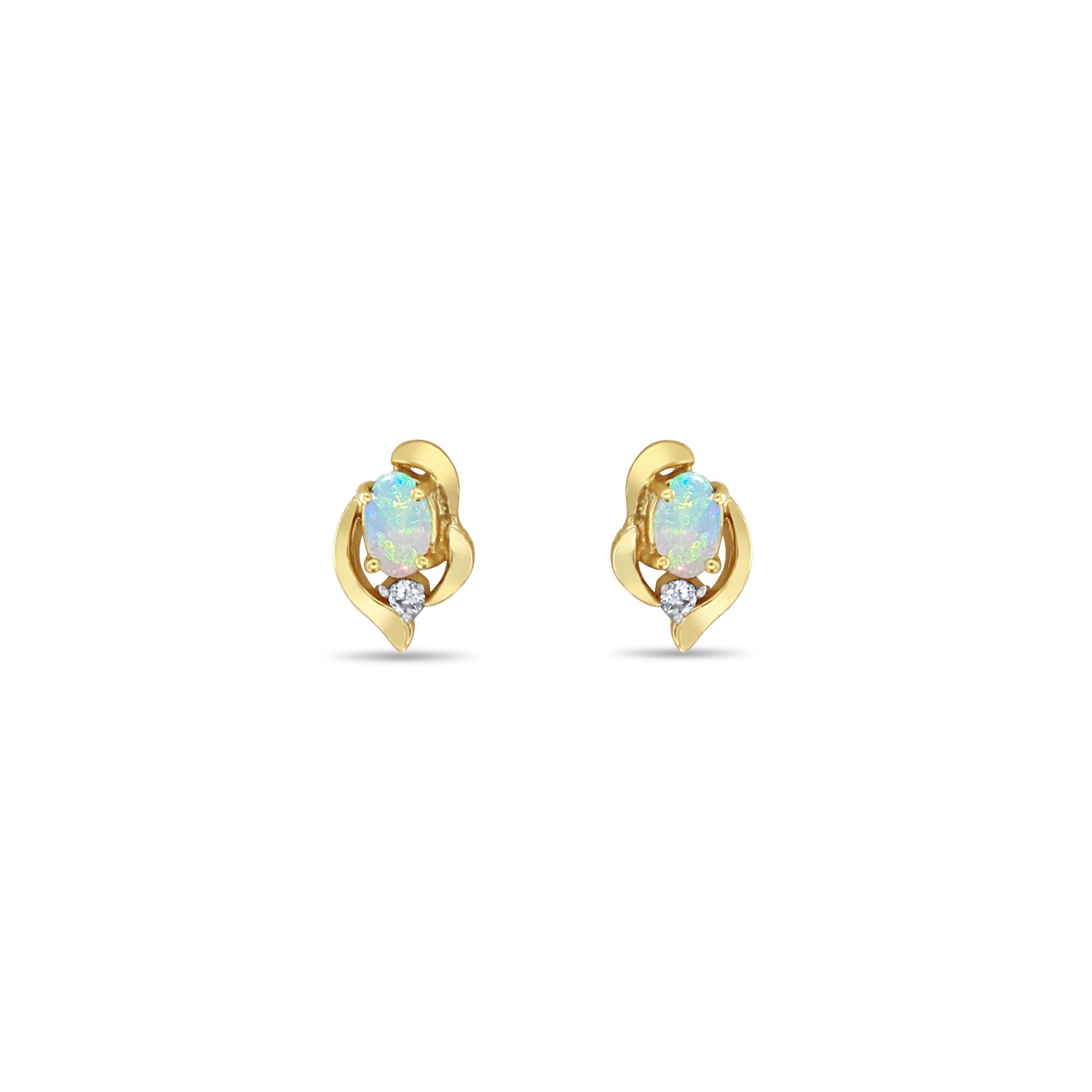 Oval Opal Stud Earrings with Diamond Accent - Elegant Dangle Earrings for Women, Perfect for Weddings, Parties & Special Occasions