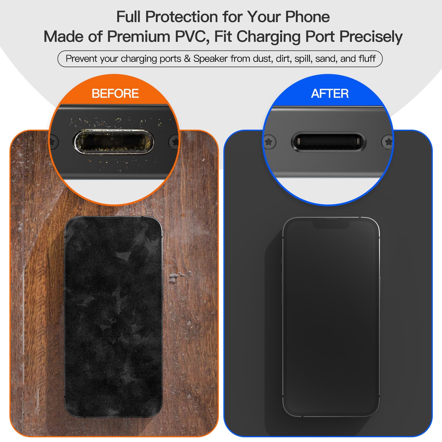 10-Pack iPhone 14 Anti-Dust Plugs - Universal Dust Covers for iPhone 14 Pro Max/13 Pro Max/12 Pro Max/11 Pro/X/XS/XR/8/7 & iPad/AirPods - Includes Easy-Grip Tabs, Lanyard & Cleaning Brush - Perfect for Travel, Gym & Daily Protection