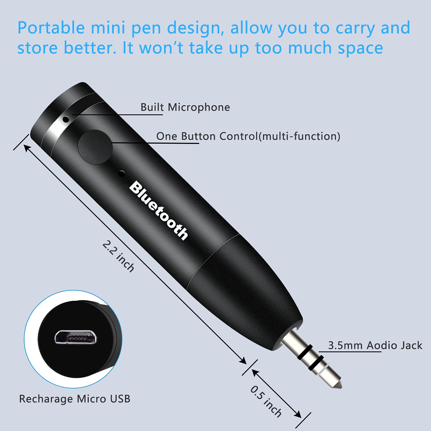 Wireless Bluetooth Car Adapter - Mini Portable 3.5mm Aux Receiver for Car Audio, Headphones & Home Stereo System | Hands-Free Music Streaming | Compatible with iPhone, Android & All Bluetooth Devices (Black) - Perfect for Commuting, Road Trips & Home Entertainment