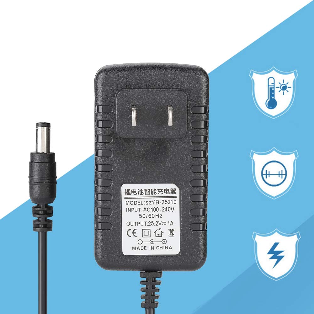 25.2V/1A Fast Charging Li-ion Battery Charger Adapter with Multi-Level Protection - Safe & Efficient Power Supply for Power Tools, E-Bikes, and DIY Projects (US)