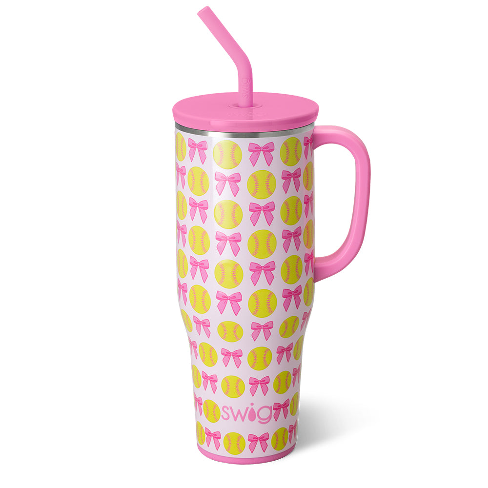 40oz Pitch Hit Run Mega Mug - Large Insulated Tumbler for Baseball Fans, Coffee & Cold Drinks - Perfect for Games, Tailgating & Outdoor Activities