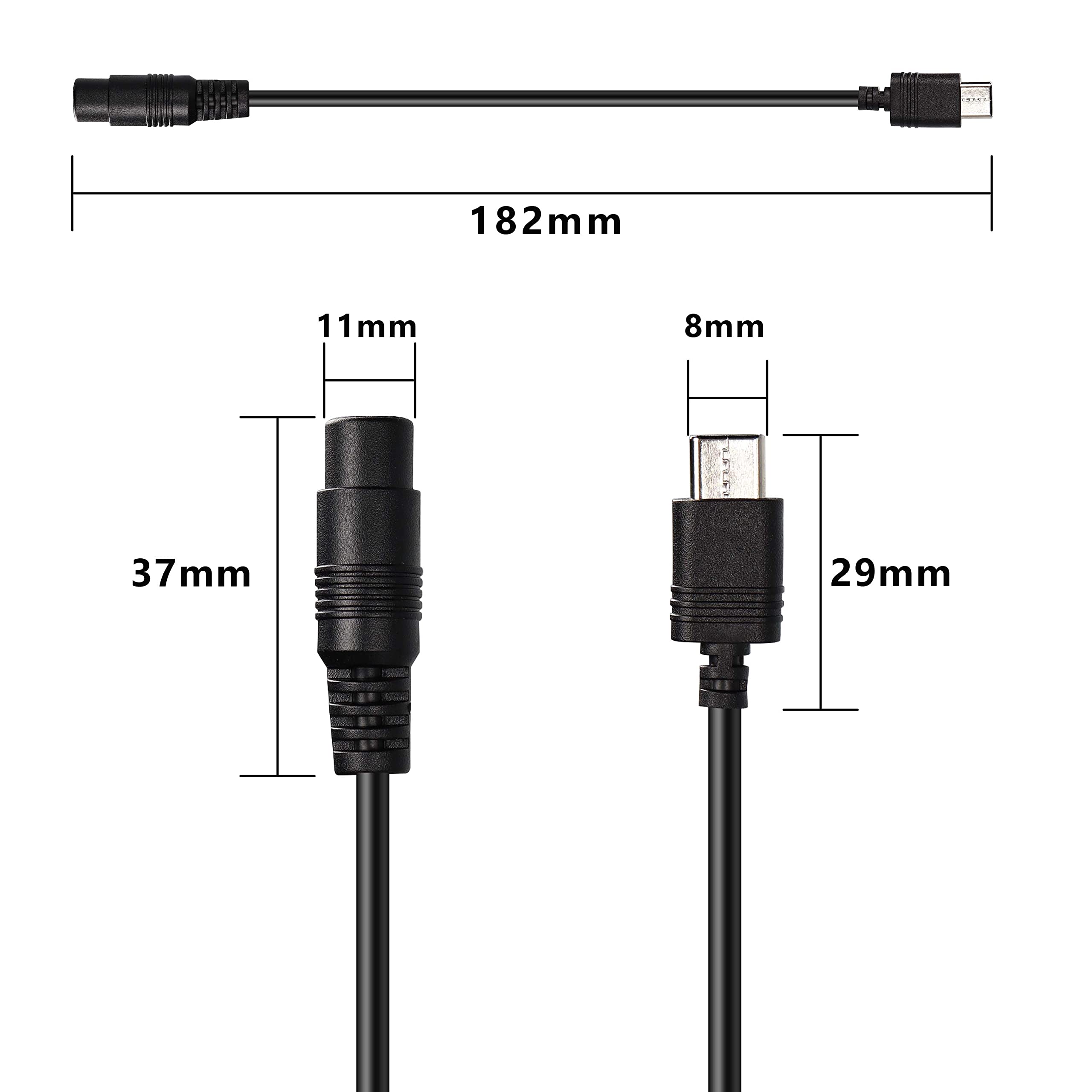 5V DC 5.5x2.1mm Female to USB Type C Adapter Cable - 2 Pack Power Extension Charger for Laptop, Phone, Tablet - Perfect for Home, Office & Travel Charging