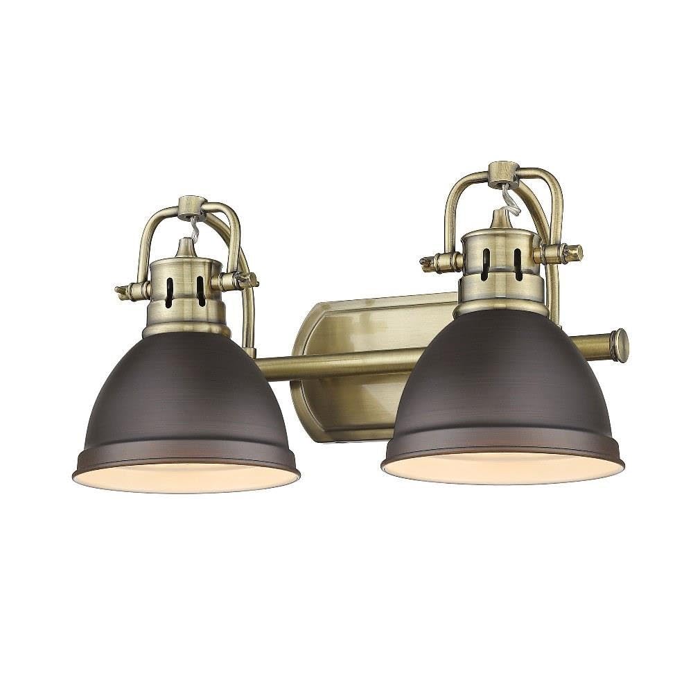 Vintage Industrial Bathroom Vanity Light Fixture - 2 Lights in Aged Brass & Rubbed Bronze Finish | Perfect for Farmhouse, Loft, or Modern Bathroom Decor